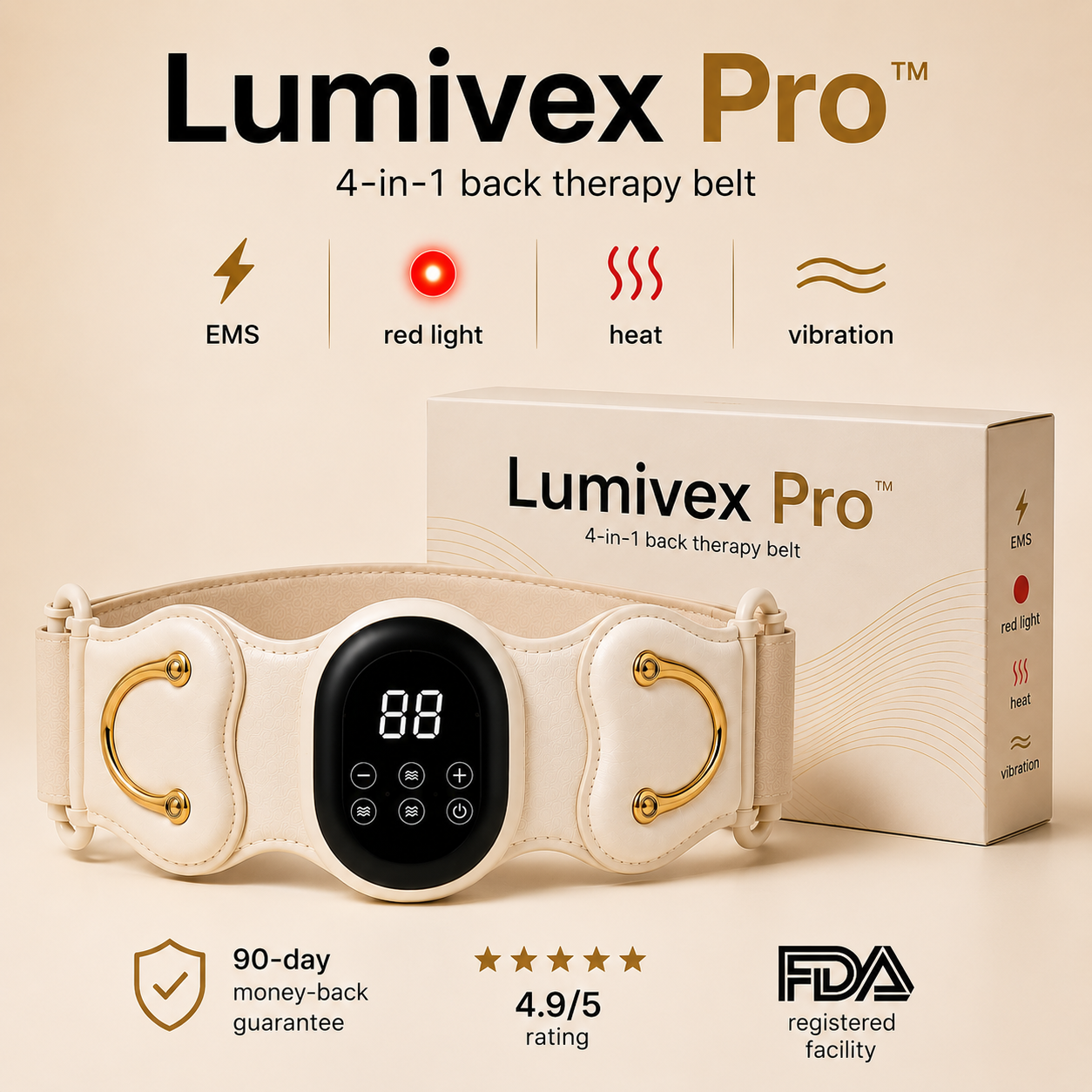 Lumivex Pro - 4-in-1 back therapy belt